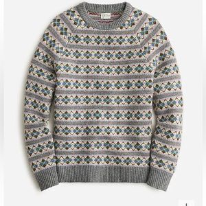 💕🎁 J CREW Lambswool Fair Isle sweater with argyle 💝 NWT